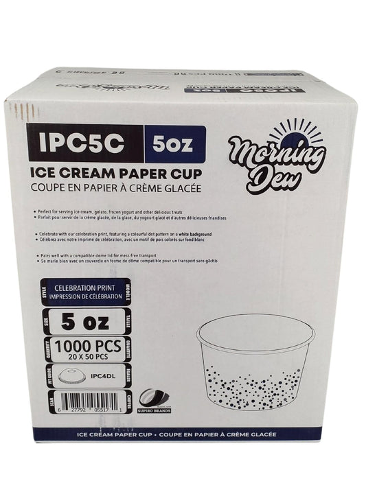 Morning Dew - 5oz Ice Cream Paper Cups - Celebration Print - 20 x 50 count